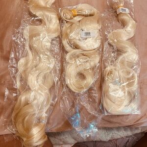 Blonde Hair Extensions Set 24” synthetic body wave sewin bundles